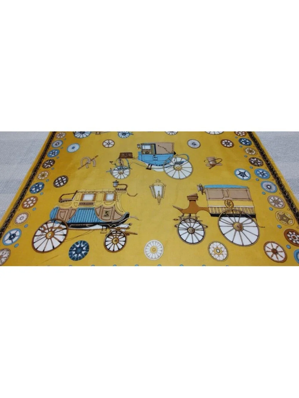 Vintage 1960s Carriages Scarf Lilly D'or Dandy Mustard Victorian Acetate ITALY